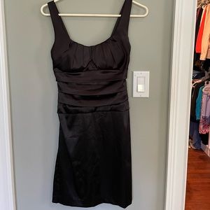 Black satin cocktail dress